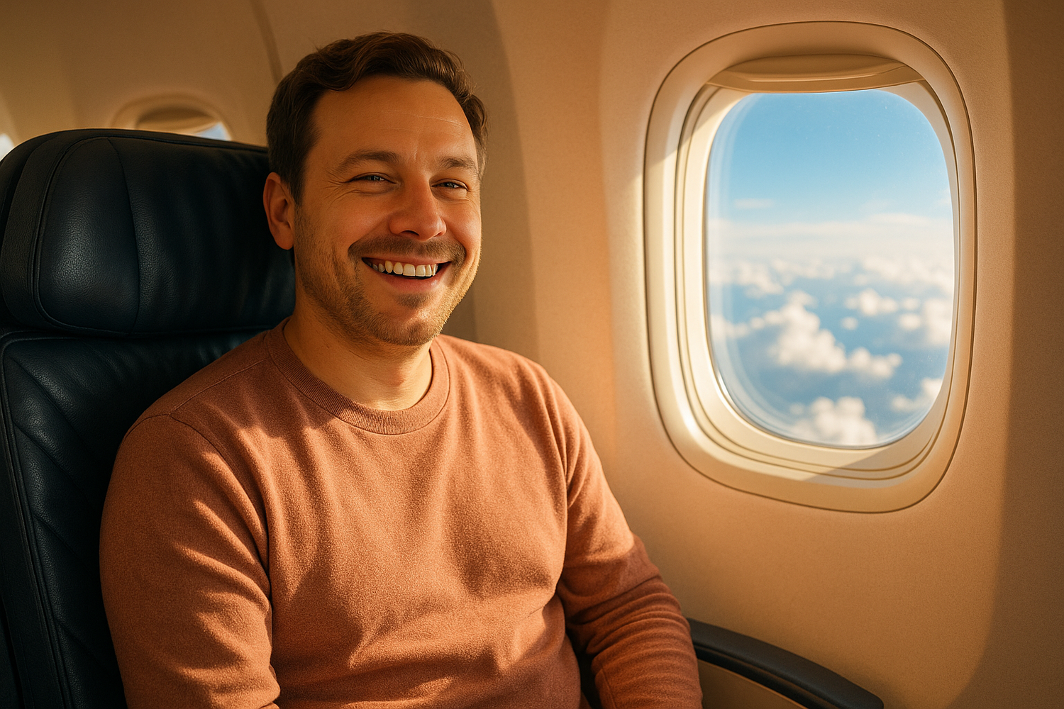 Glücklich im Flugzeug 