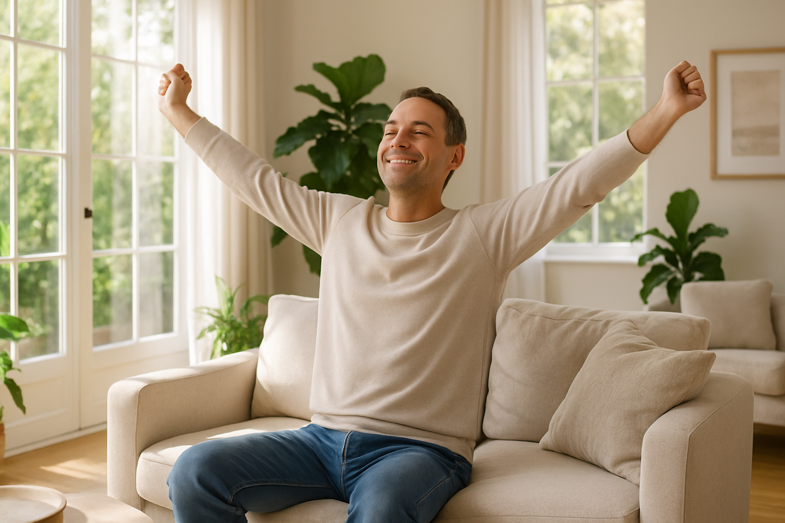 zuhause zeigen das man schmerzenfreies leben hat